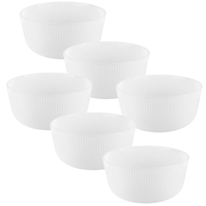 KOMPLET Miski STRIPE ryflowane 760ml 6 sztuk szkło opal